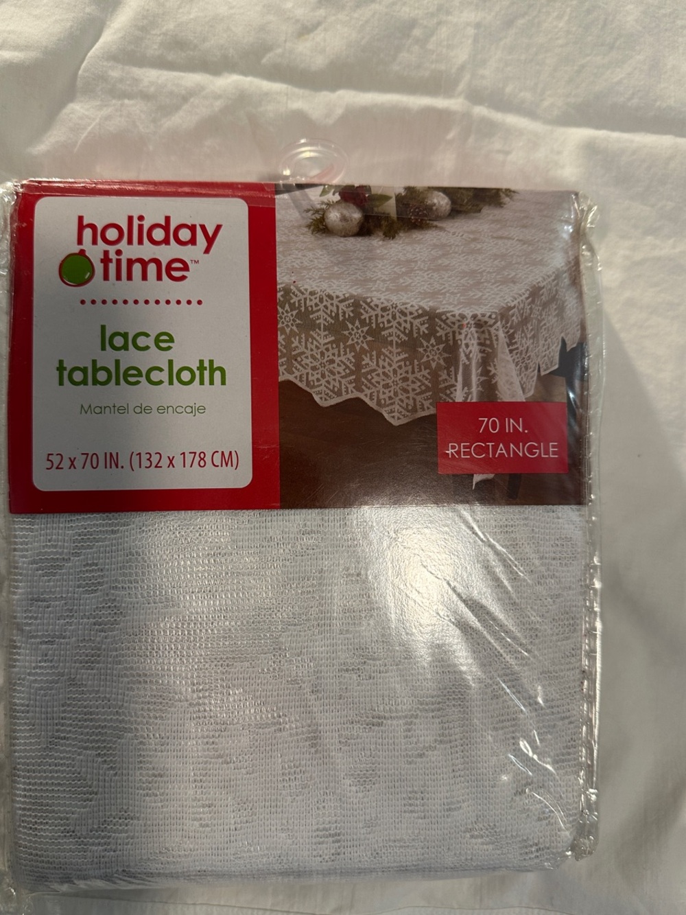 Holiday Time White Lace Tablecloth - Rectangular